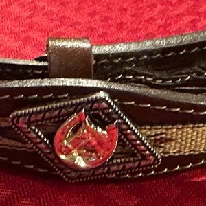 Unisex lucky & blessed brand real leather belt tooled leather Mexican finish.